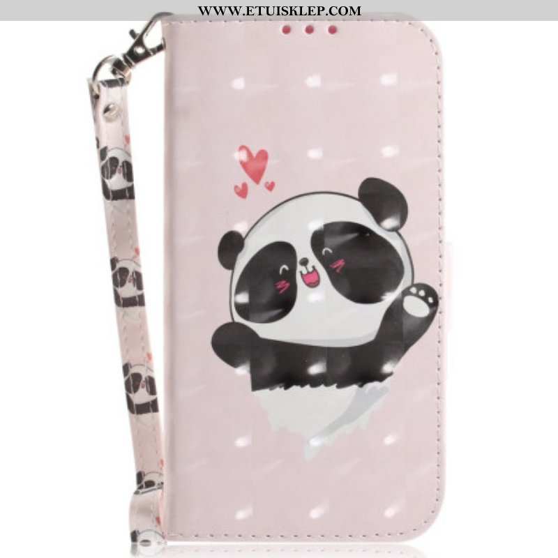 Etui Folio do Samsung Galaxy M13 Love Panda Ze Smyczą